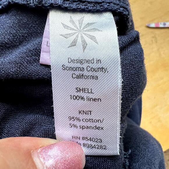 Athleta Maternity Women size 6 100% Linen Pants Navy Comfort Summer Pregnancy - Picture 5 of 7